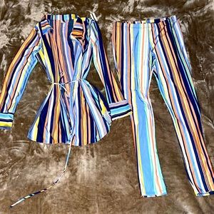 Stripped Pants Set